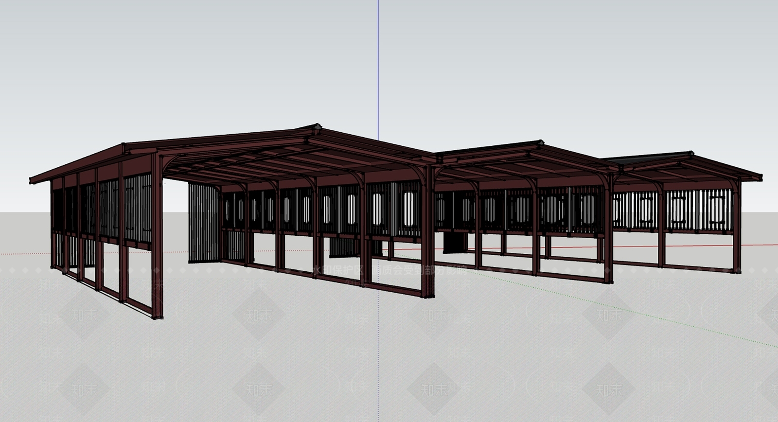 新中式简约小公建SU模型下载【ID:1200996133】