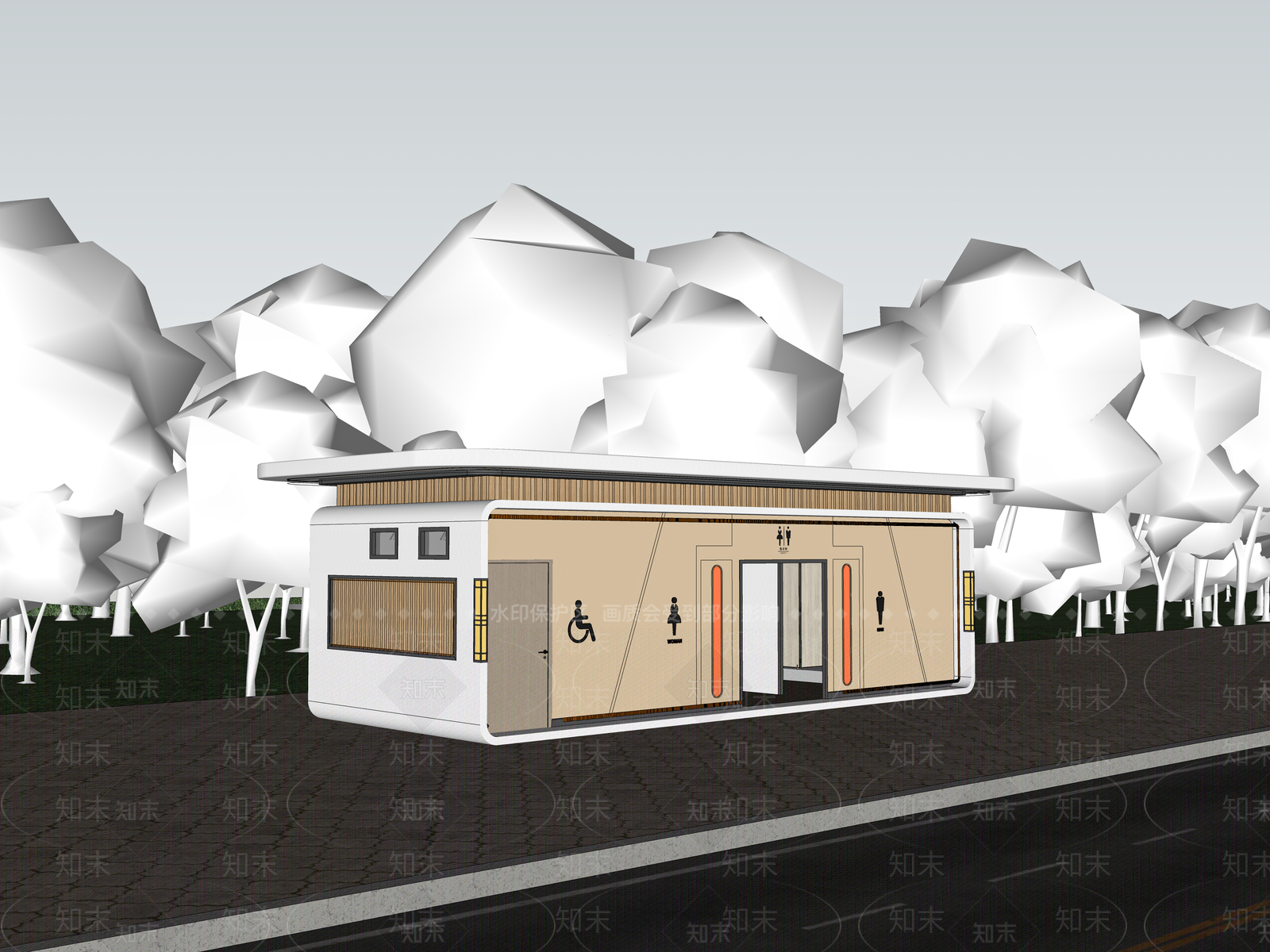 现代风格建筑SU模型下载【ID:1201000426】