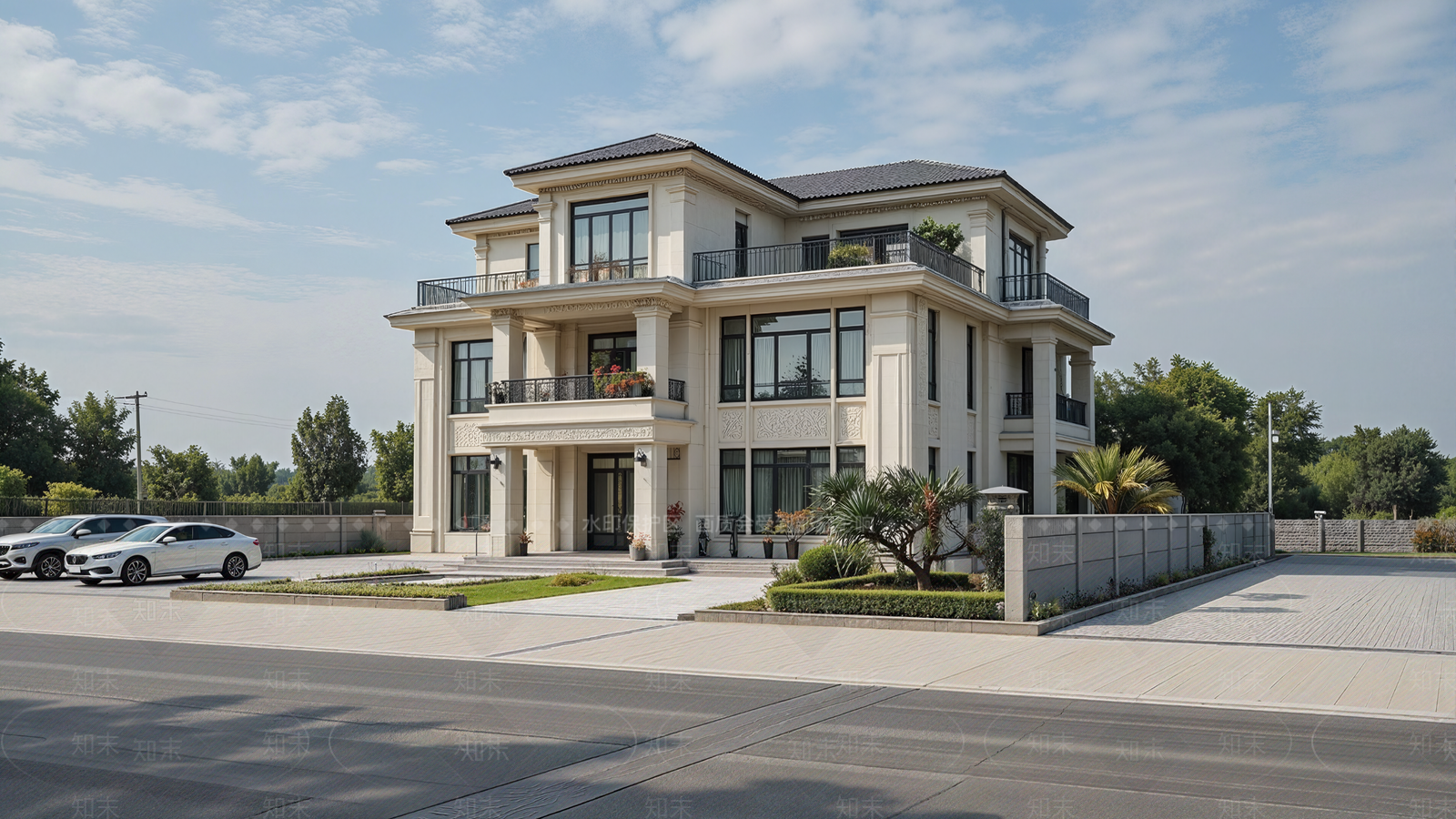 新中式欧式独栋别墅SU模型下载【ID:1201001933】
