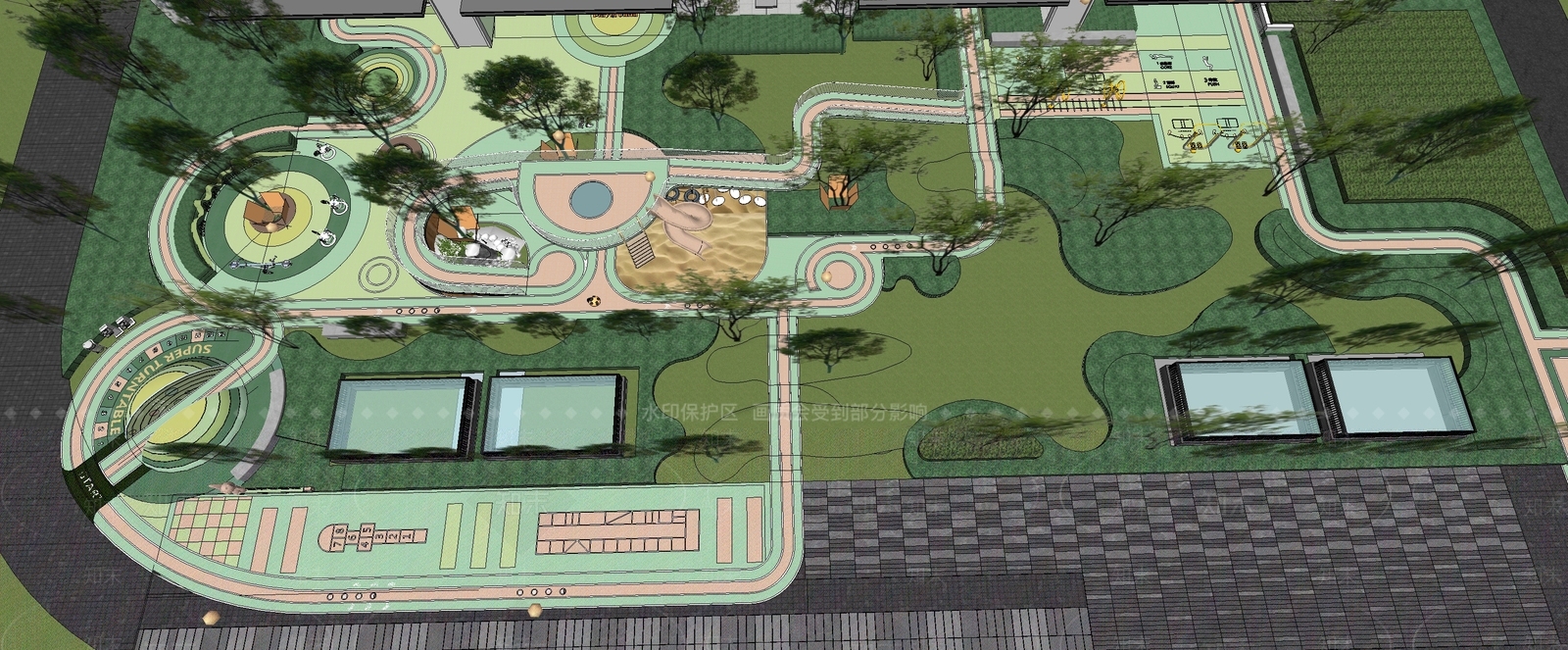 现代小区景观SU模型下载【ID:1201004675】