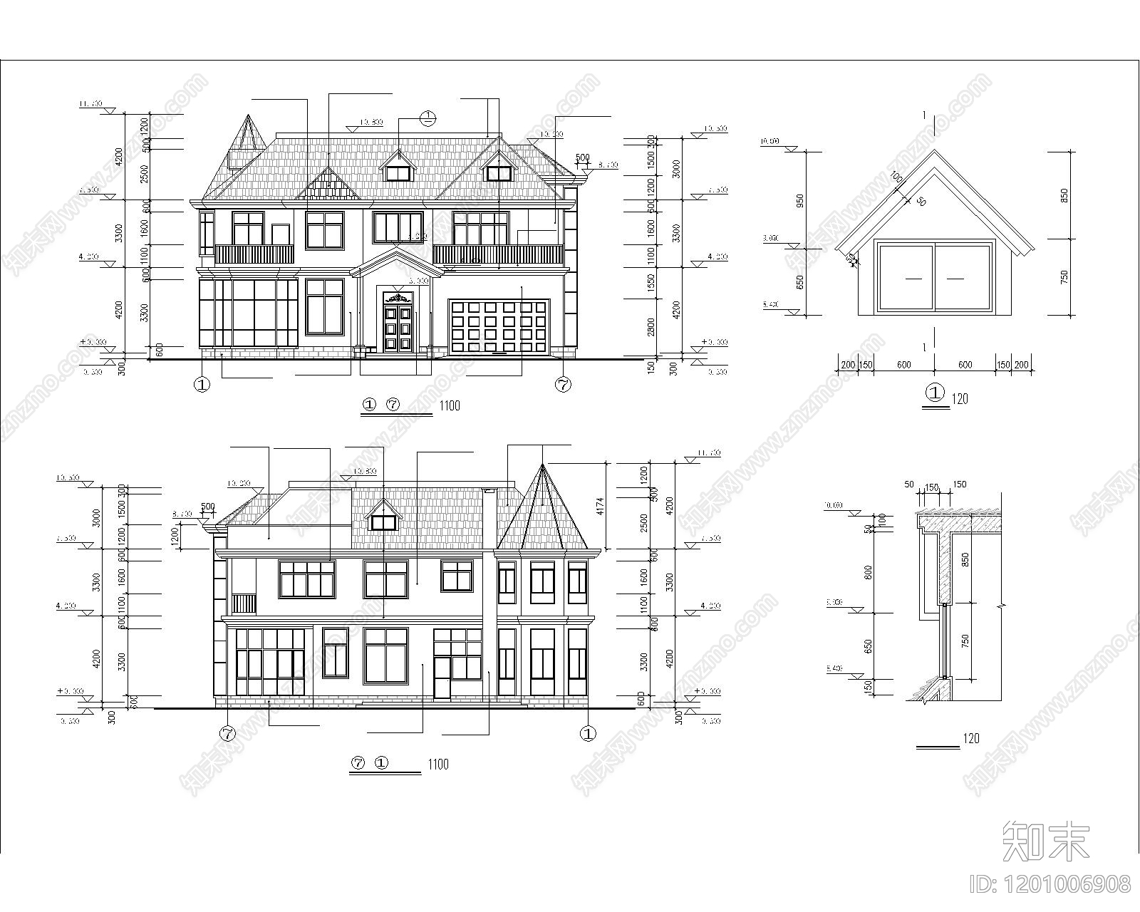 现代别墅建筑施工图下载【ID:1201006908】