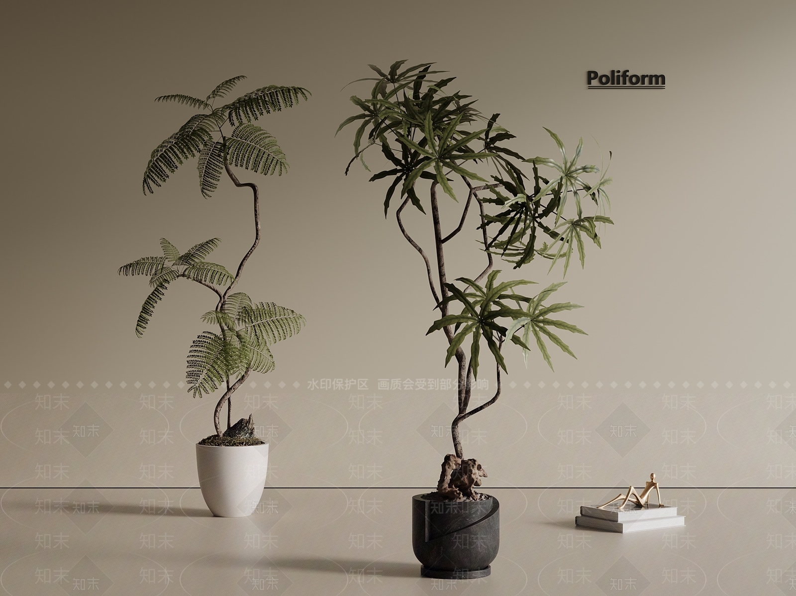 新中式中古绿植摆件3D模型下载【ID:1201007501】