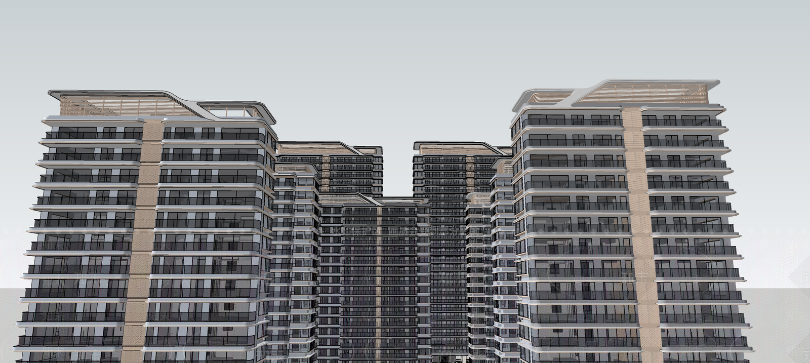 现代高层住宅SU模型下载【ID:1201008781】