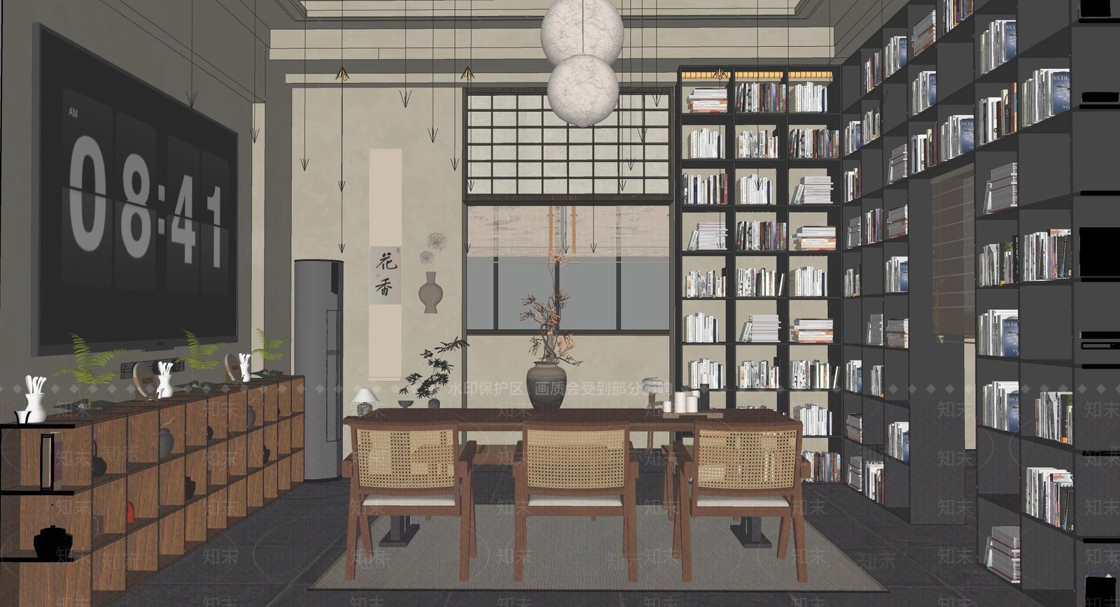 侘寂新中式中餐厅SU模型下载【ID:1201018094】