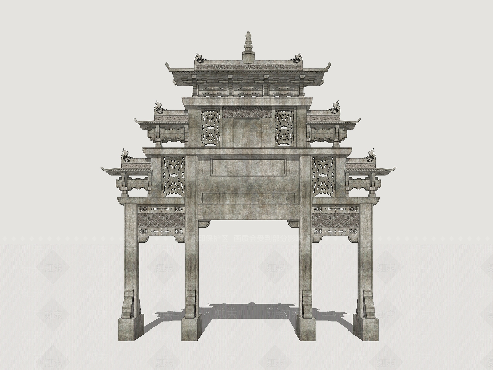 中式牌坊牌楼SU模型下载【ID:1201022223】