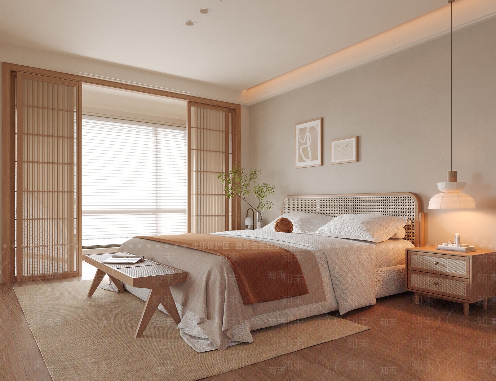 日式家居卧室3D模型下载【ID:1201022517】