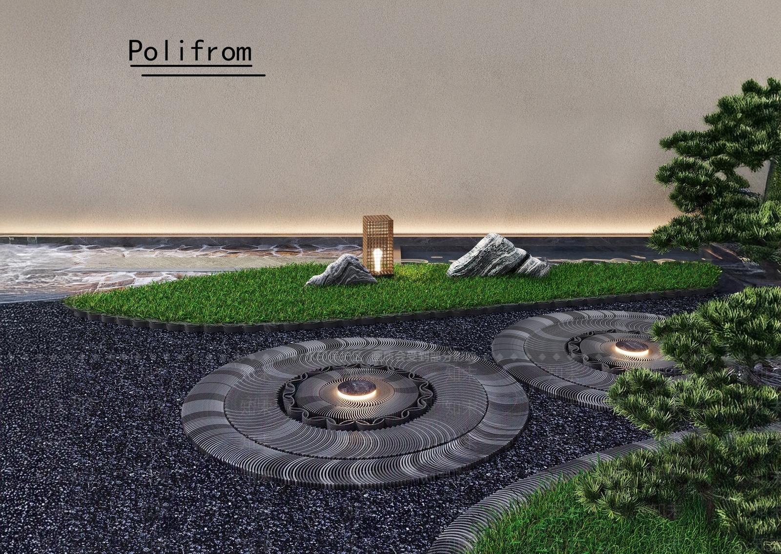 新中式禅意滨水景观SU模型下载【ID:1201023545】