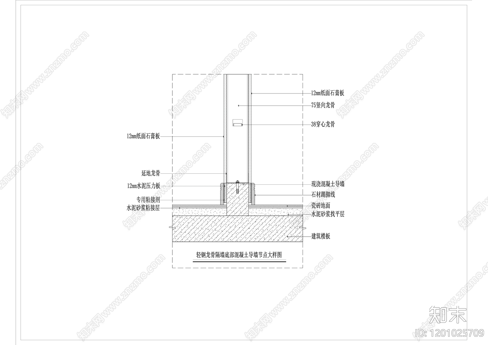 墙面节点cad施工图下载【ID:1201025709】