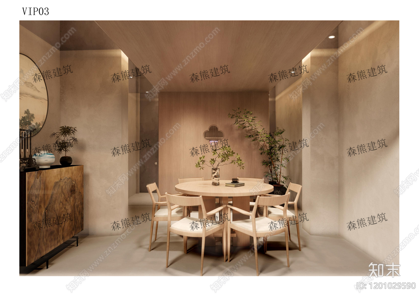侘寂中古中餐厅cad施工图下载【ID:1201029590】