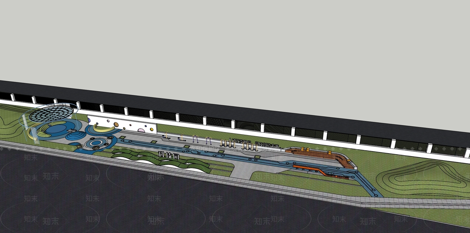 现代口袋公园SU模型下载【ID:1201031183】