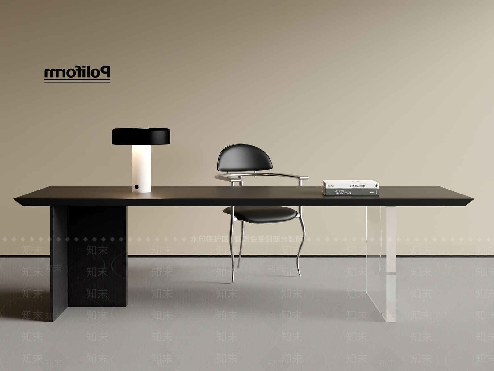 现代中古书桌椅3D模型下载【ID:1201033798】