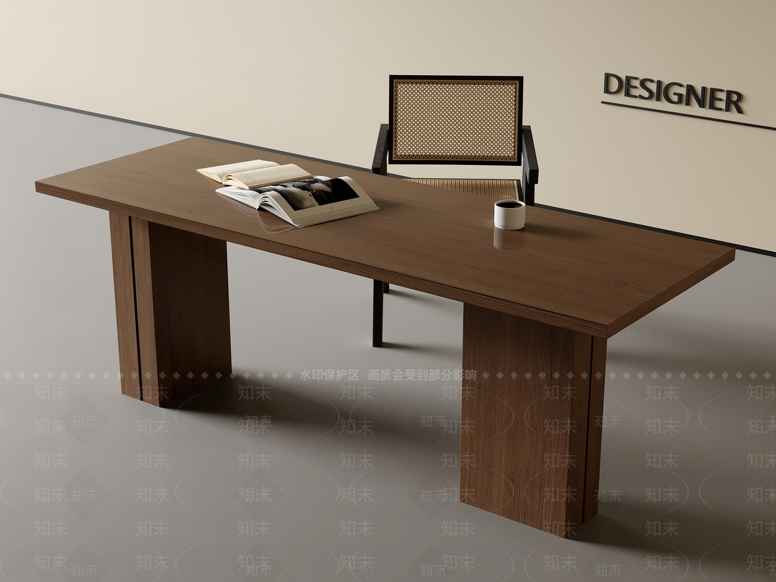 现代中古书桌3D模型下载【ID:1201034411】