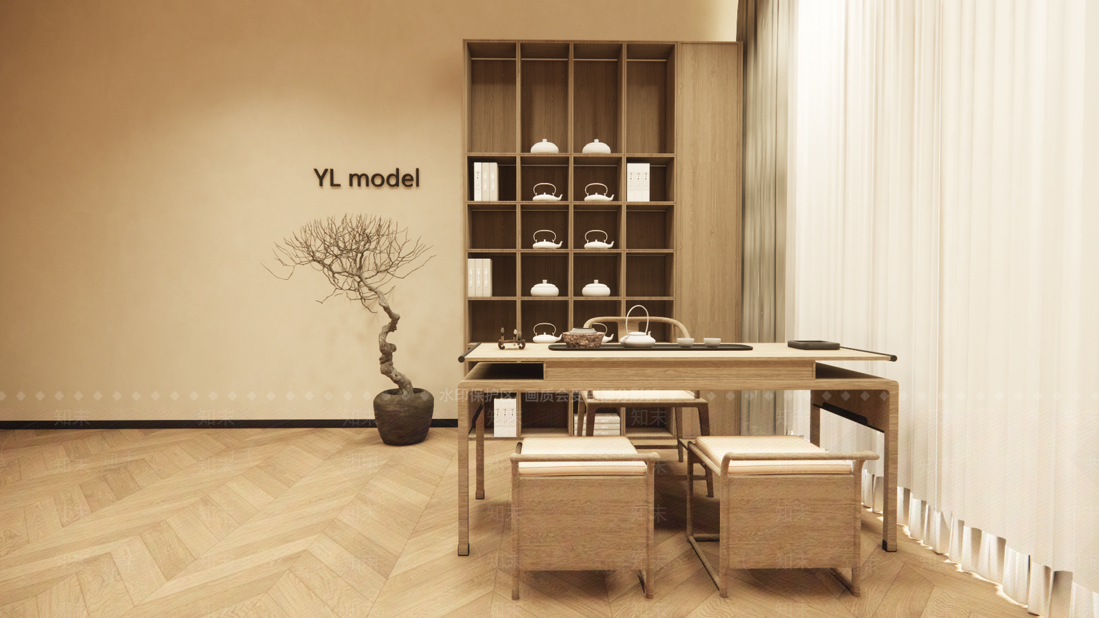 中式茶桌椅SU模型下载【ID:1201035549】