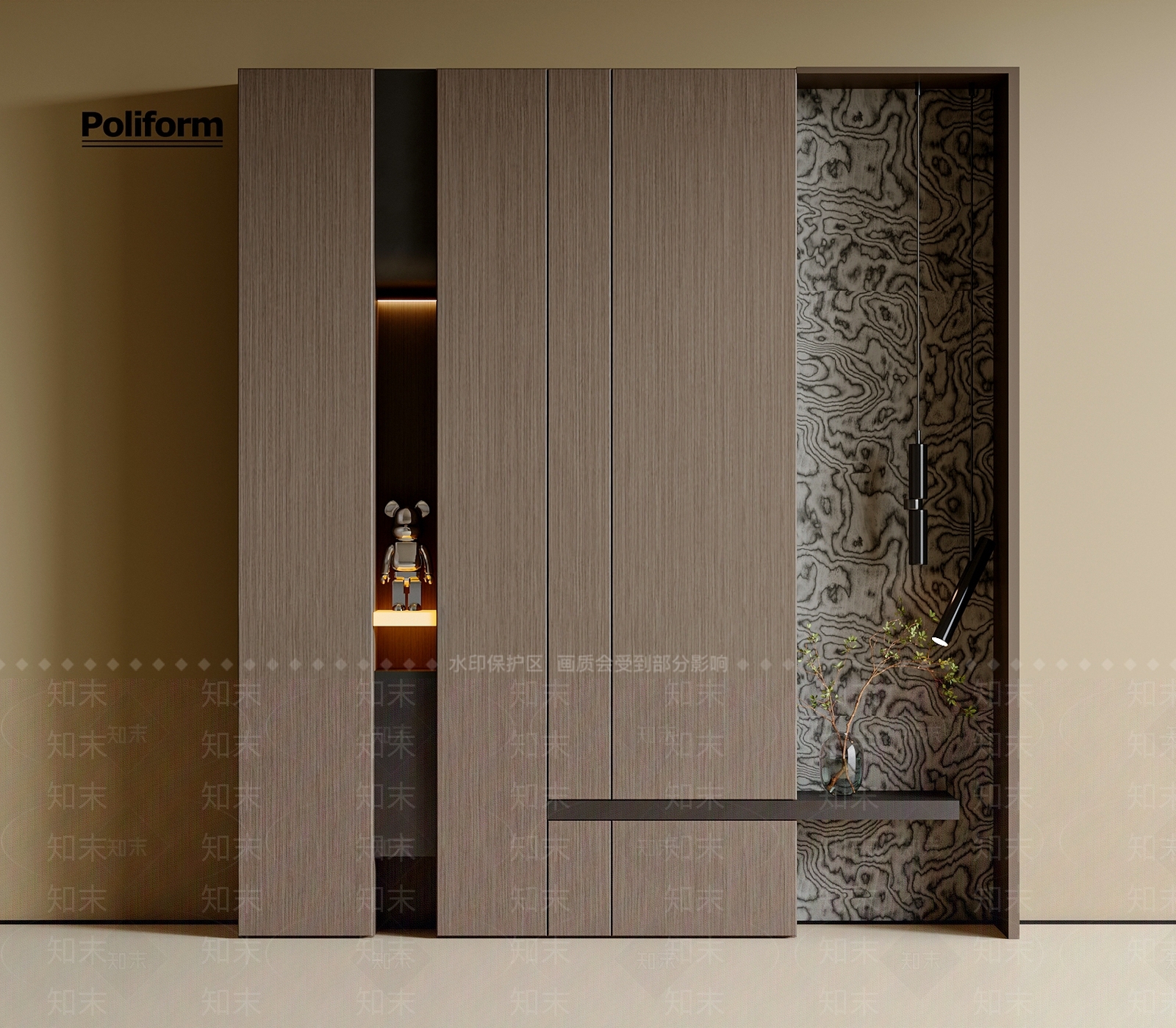 现代意式玄关柜3D模型下载【ID:1201036414】