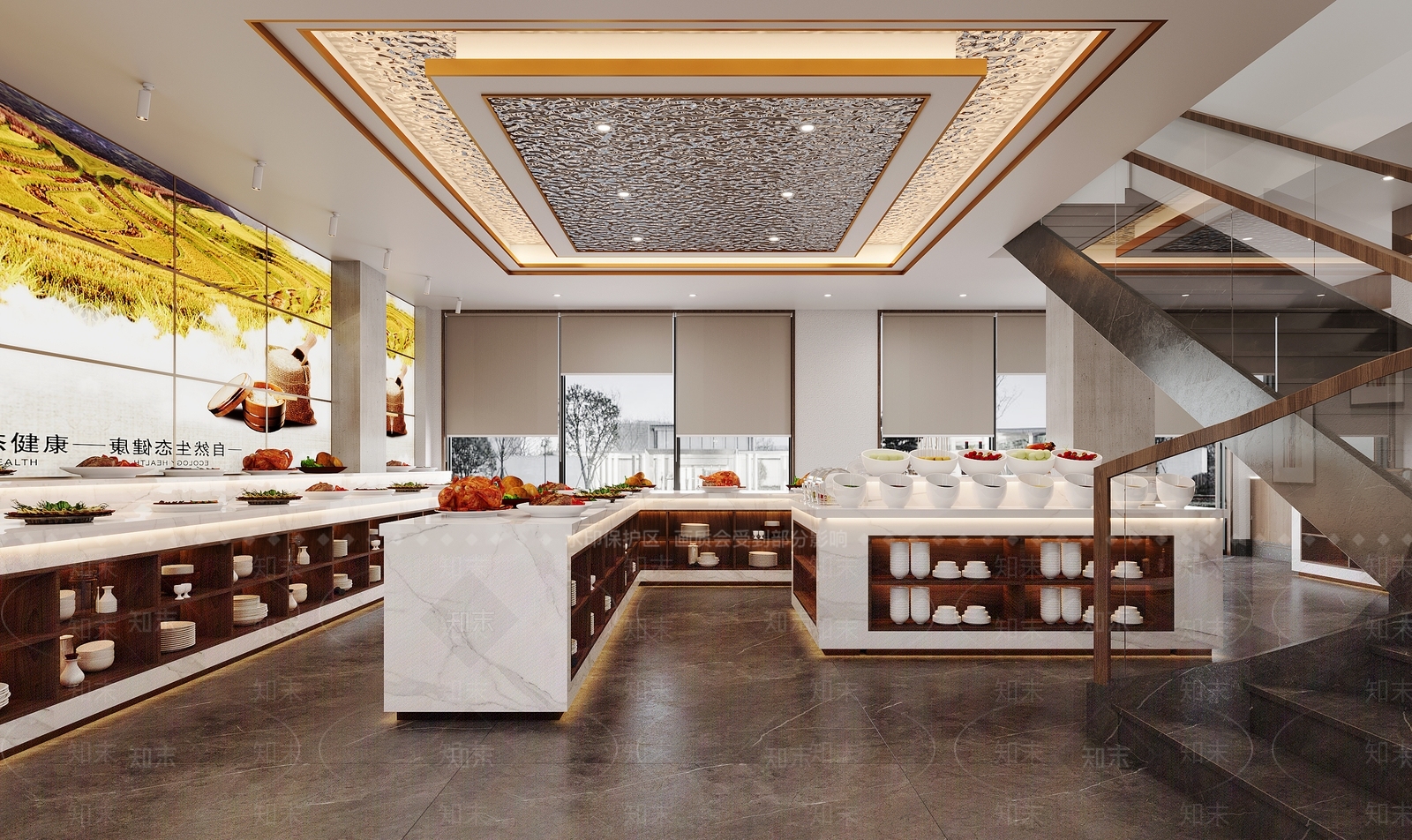新中式现代中餐厅3D模型下载【ID:1201036593】
