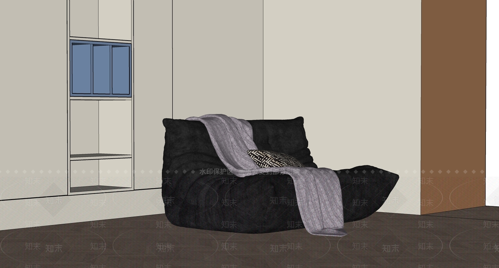 中古奶油双人沙发SU模型下载【ID:1201039266】