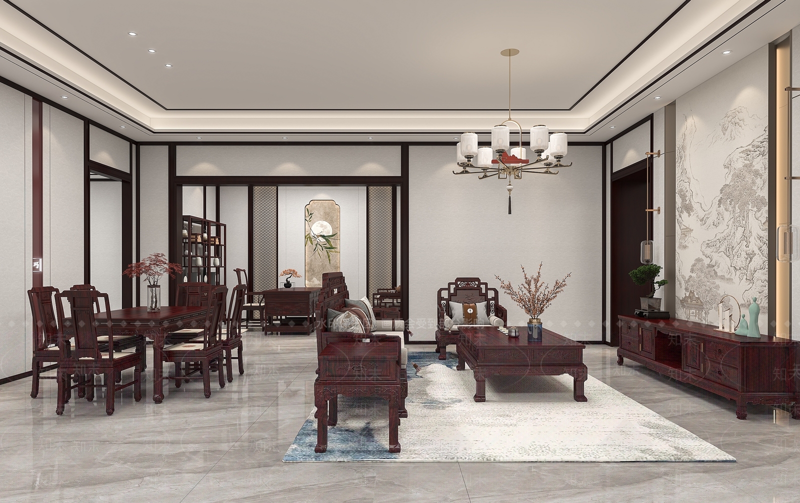 新中式中式其他商业空间3D模型下载【ID:1201040239】