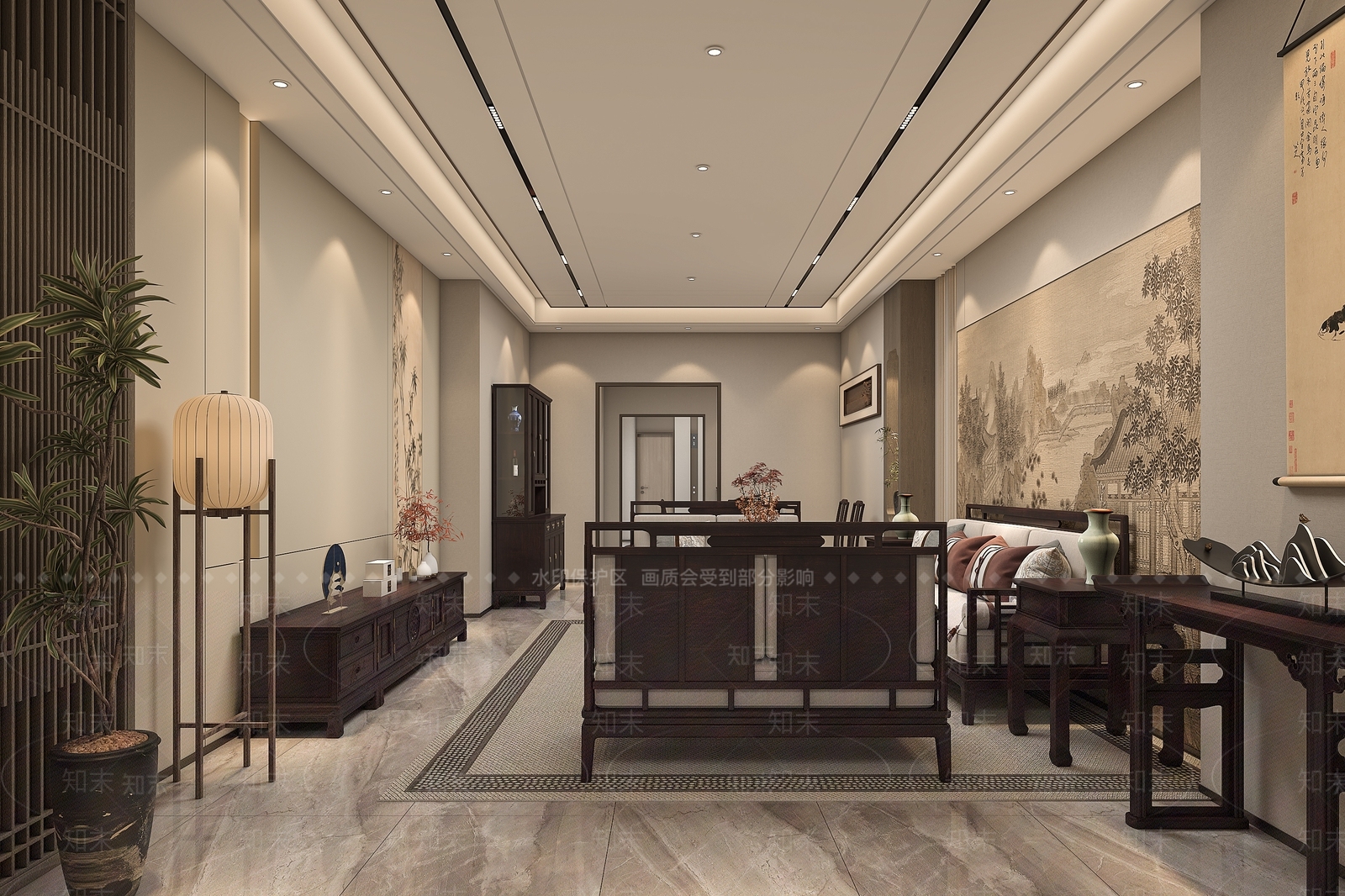 新中式中式其他商业空间3D模型下载【ID:1201042442】