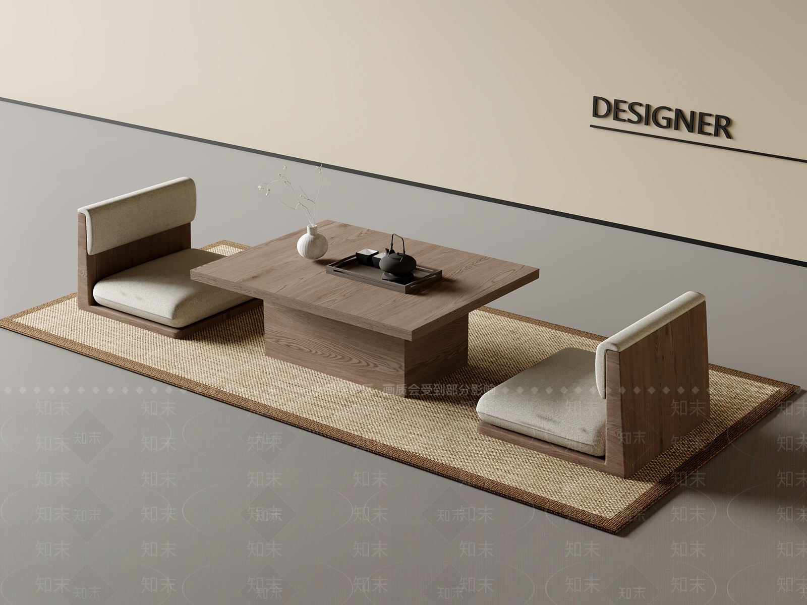 现代新中式茶桌椅3D模型下载【ID:1201042080】