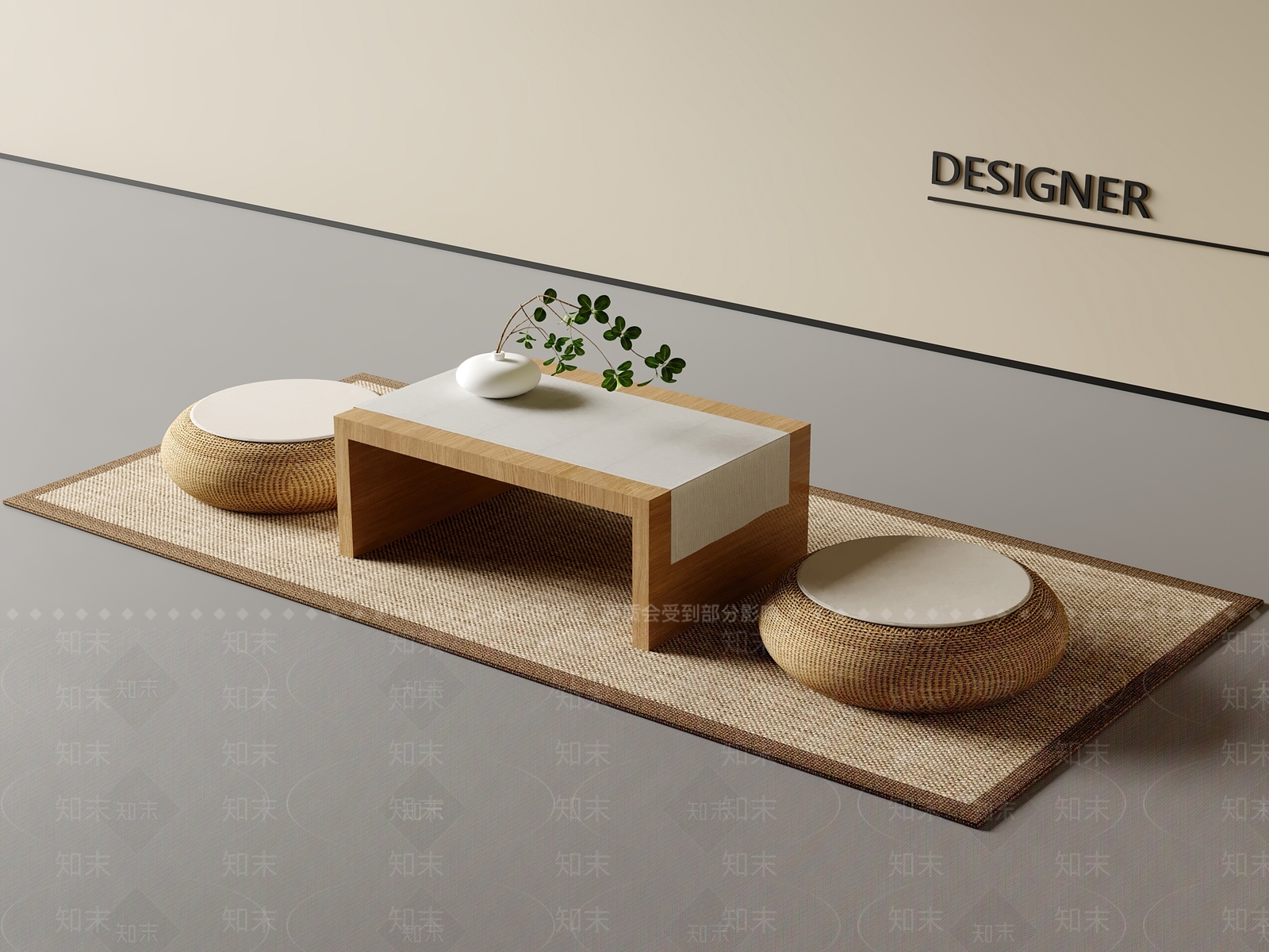 现代新中式茶桌椅3D模型下载【ID:1201042075】