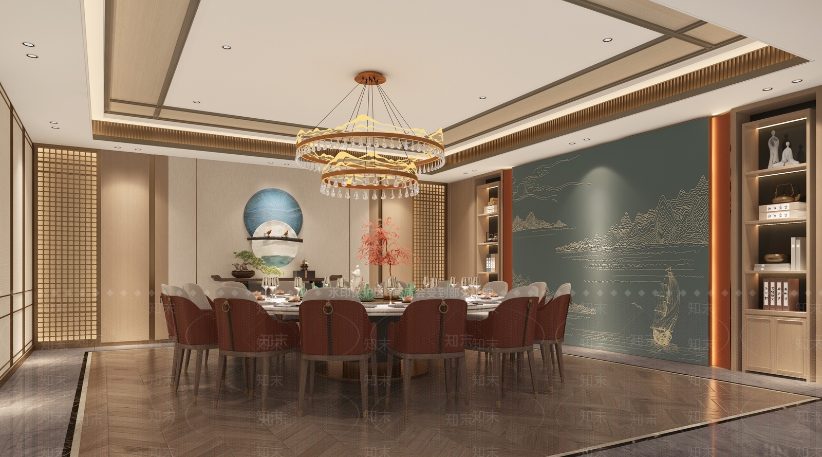 新中式包厢3D模型下载【ID:1201043365】