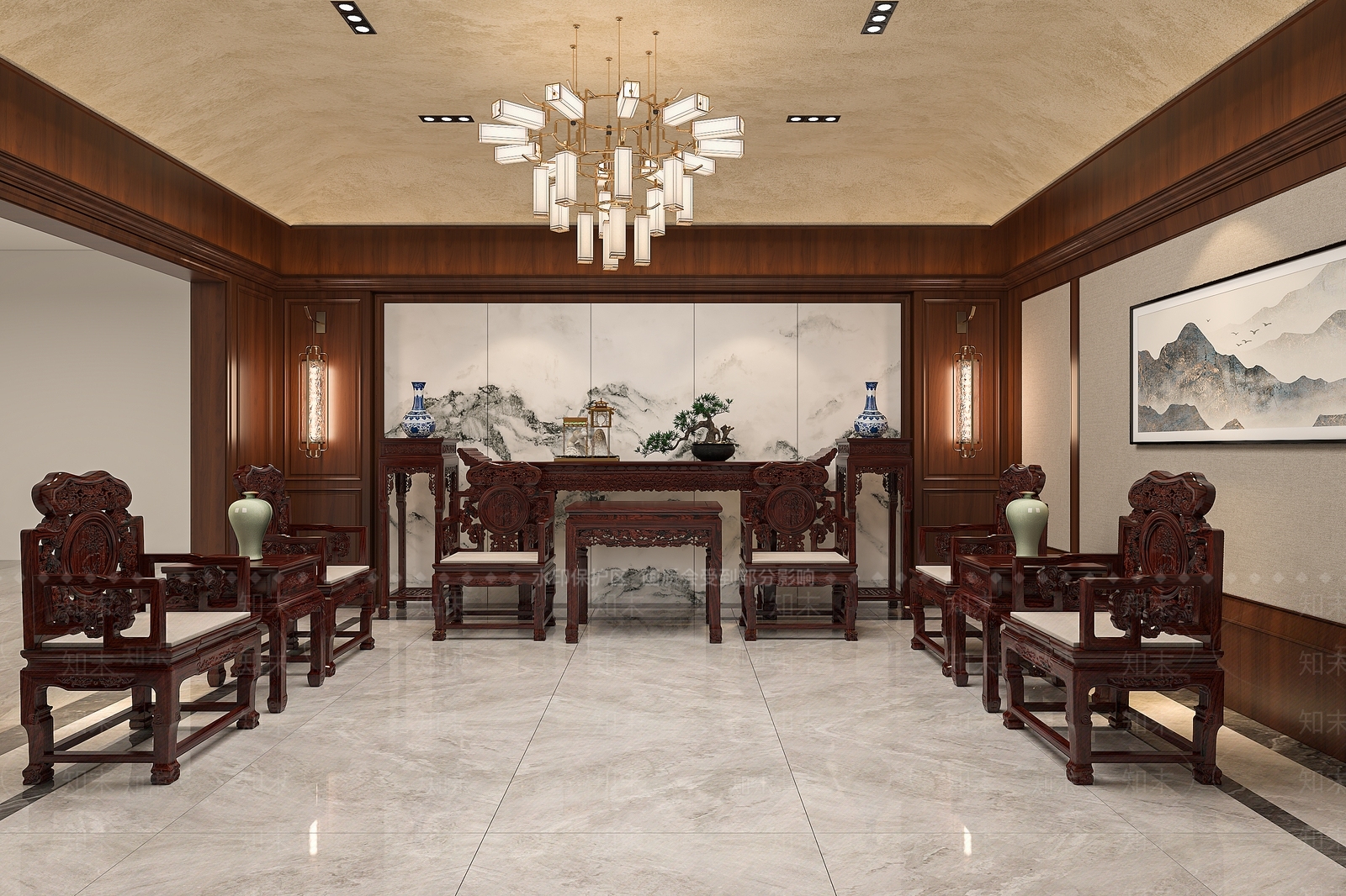 新中式中式其他商业空间3D模型下载【ID:1201044192】