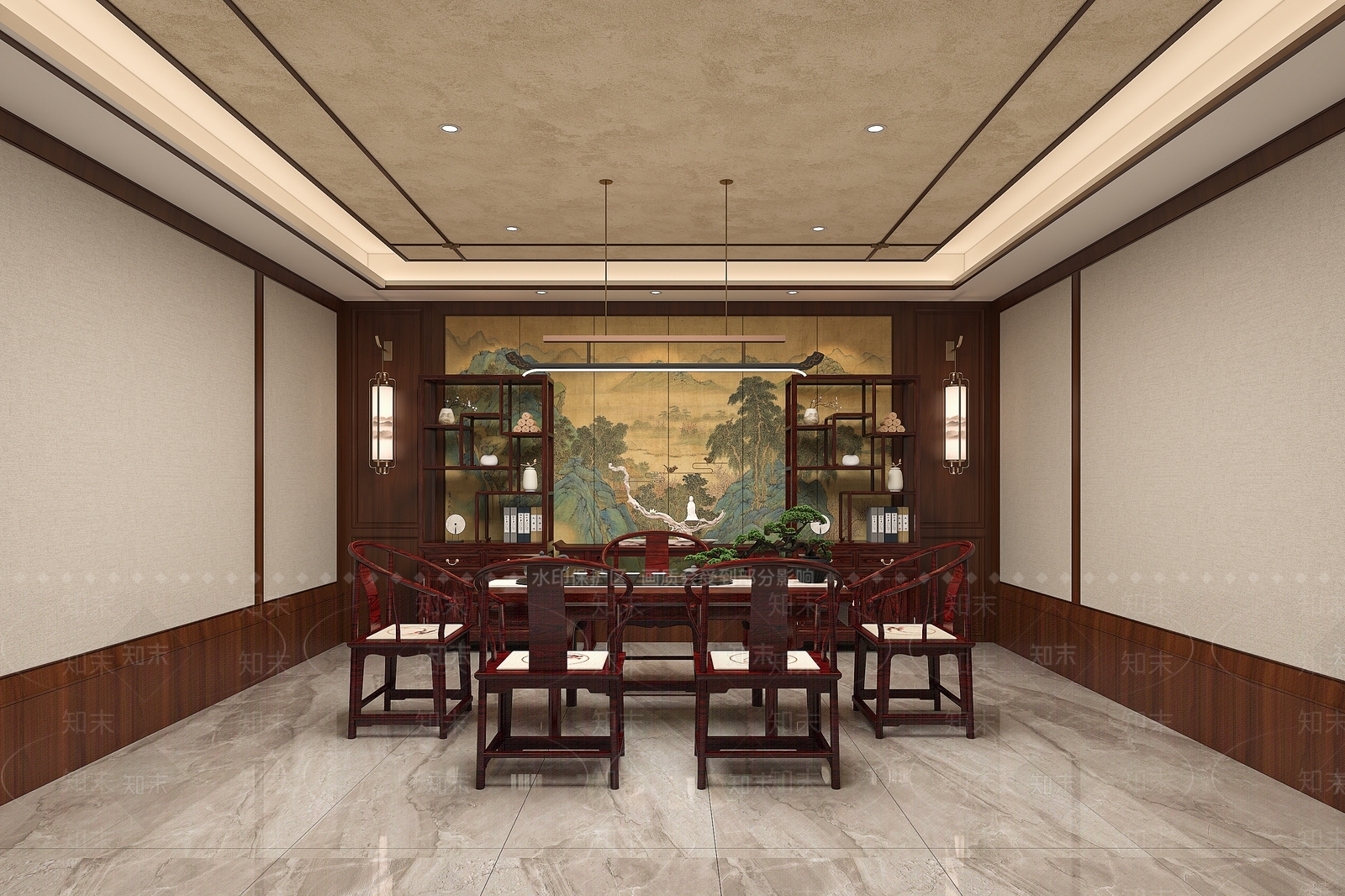 新中式中式其他商业空间3D模型下载【ID:1201044393】