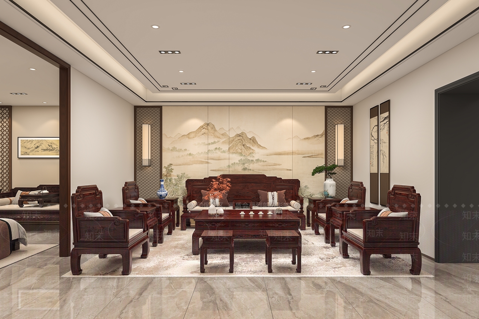 新中式中式其他商业空间3D模型下载【ID:1201045341】