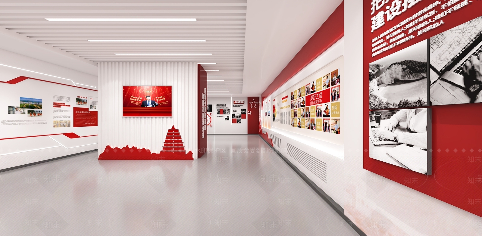现代党建展厅3D模型下载【ID:1201048853】