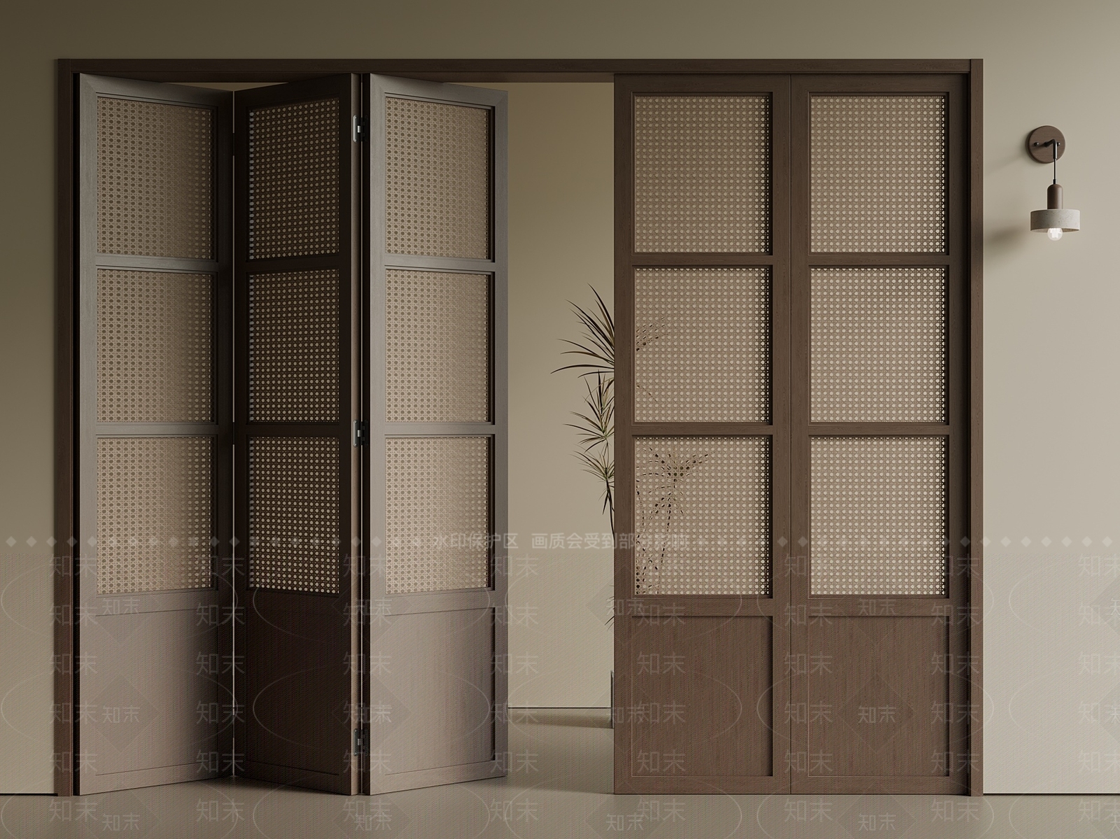 中古新中式折叠门3D模型下载【ID:1201050915】