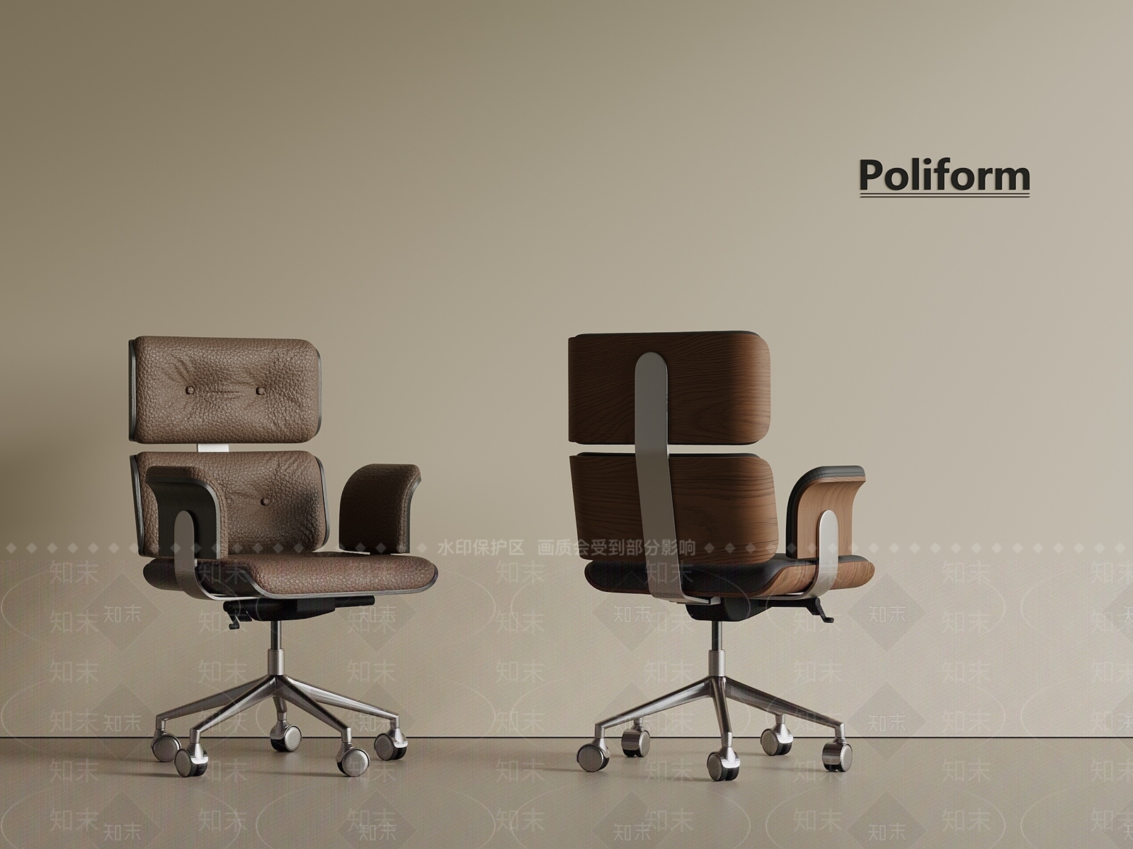 轻奢意式办公椅3D模型下载【ID:1201053306】