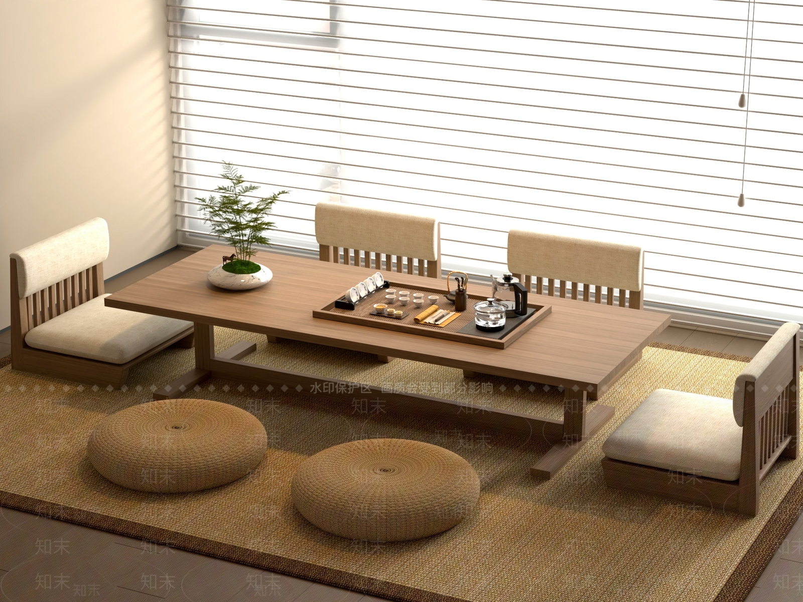 新中式中式茶桌椅3D模型下载【ID:1201053715】