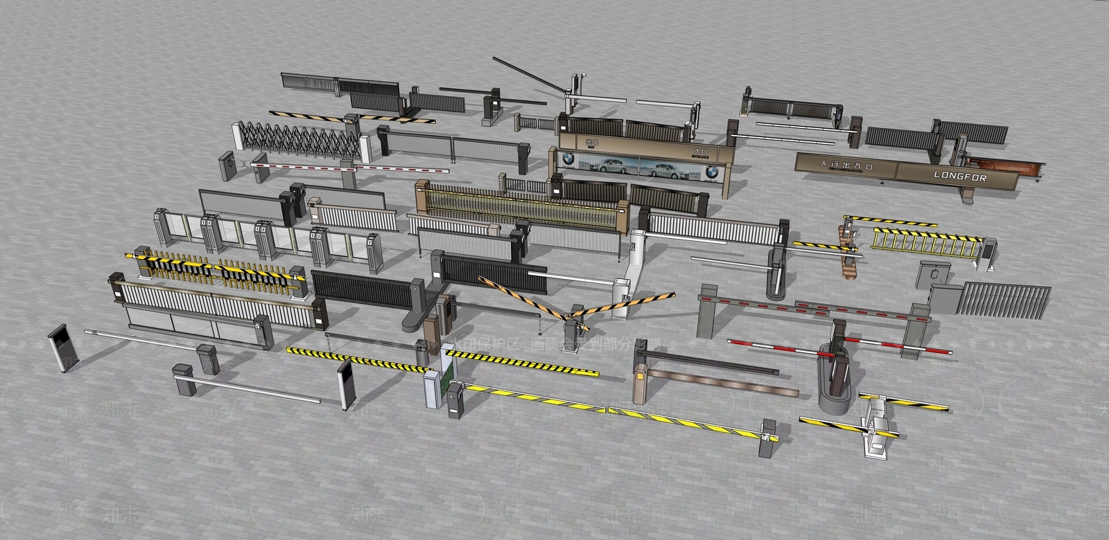 现代景观围栏SU模型下载【ID:1201056270】