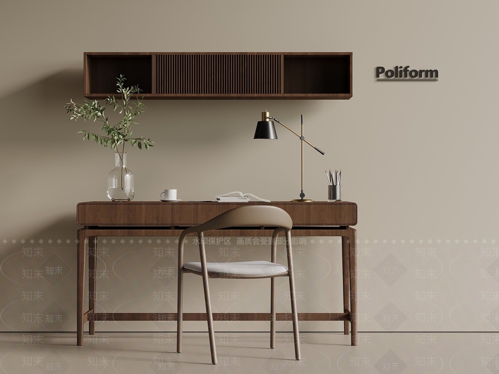 新中式中古书桌椅3D模型下载【ID:1201056369】