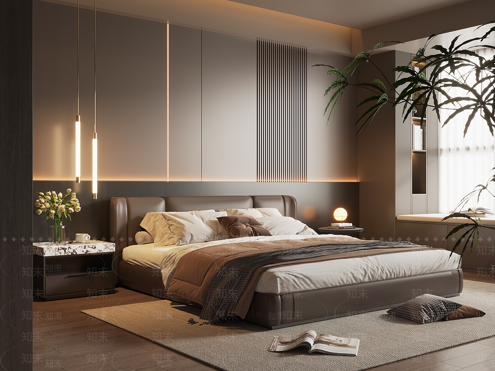 现代意式家居卧室3D模型下载【ID:1201059012】