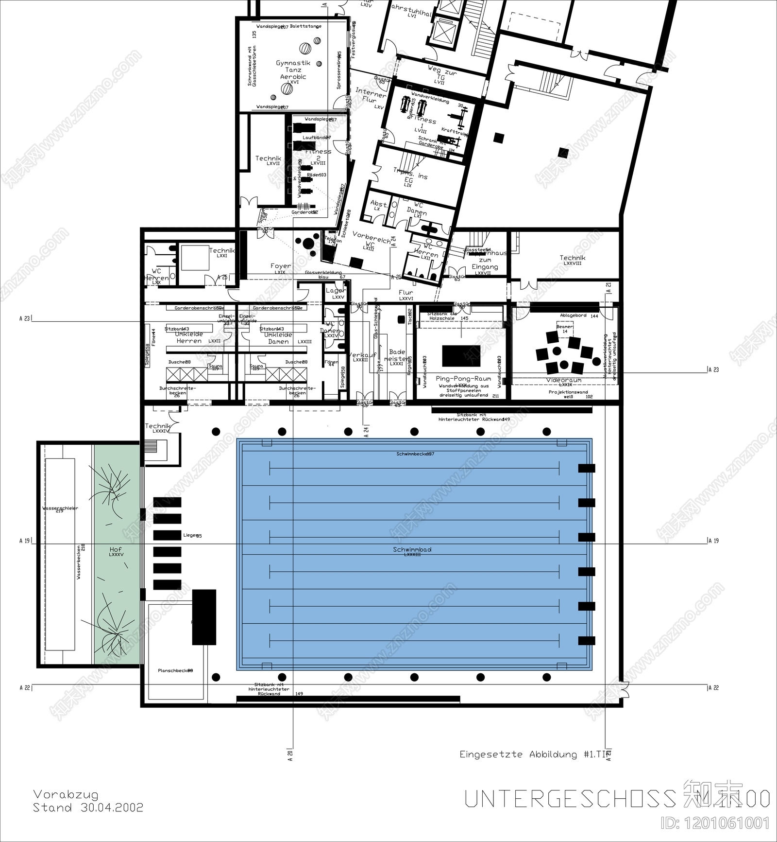 现代健身房cad施工图下载【ID:1201061001】