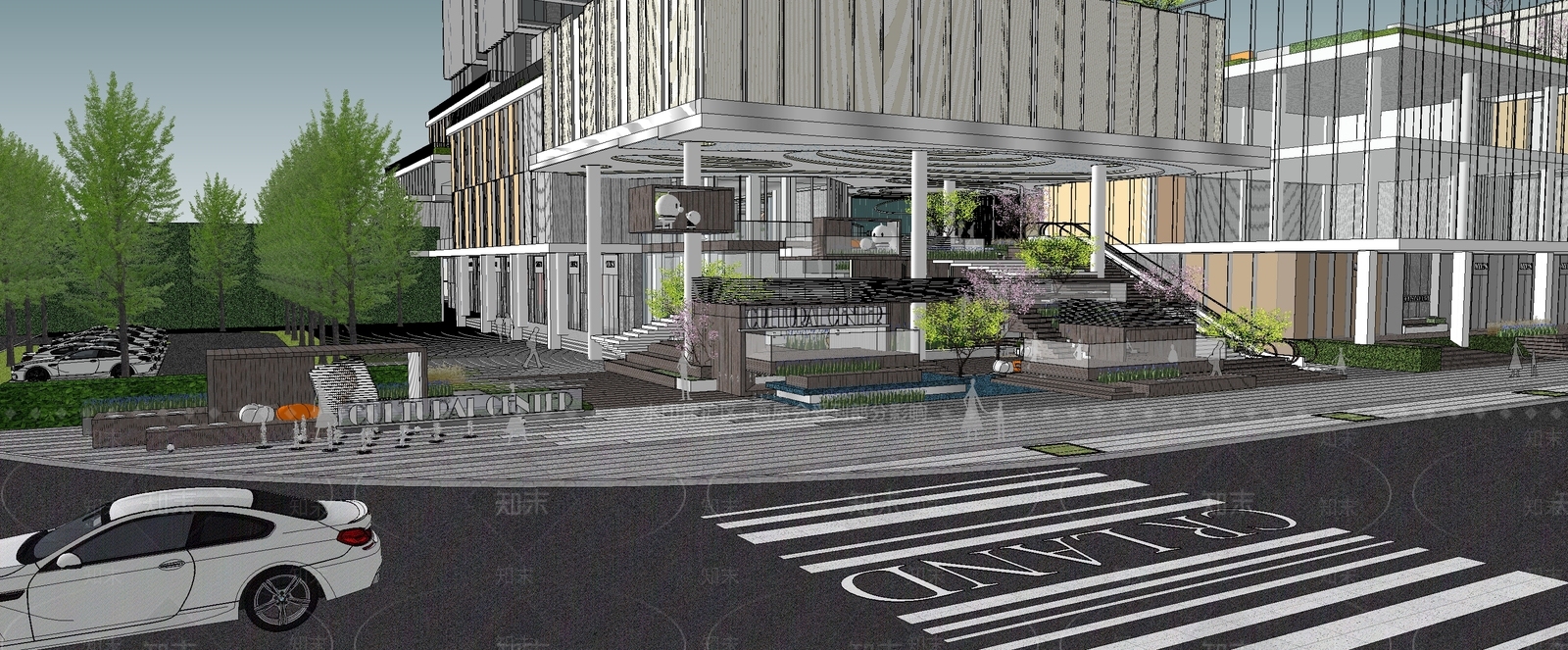商业综合体景观SU模型精品下载_SketchUp模型_知末网