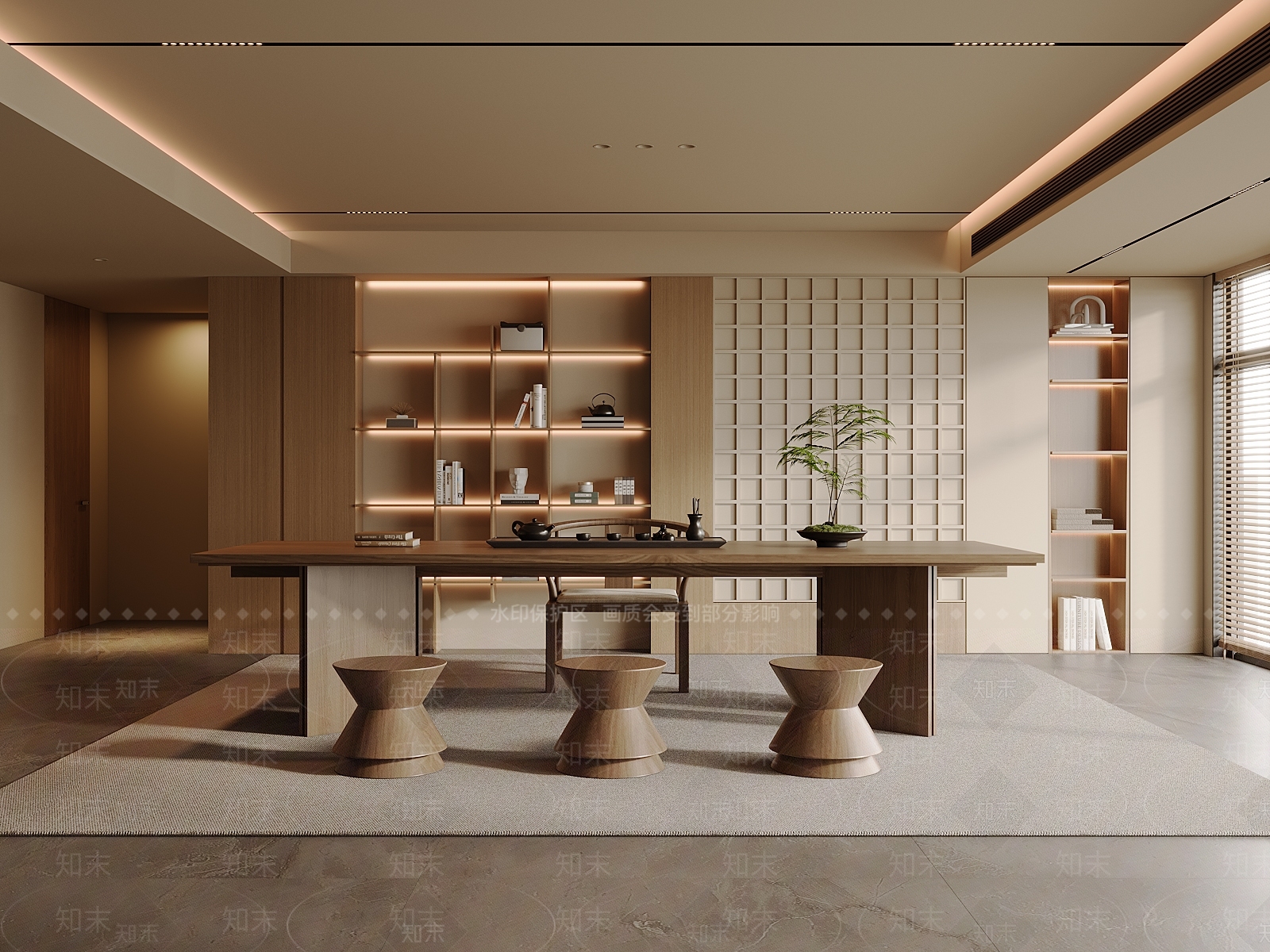 新中式茶室3D模型下载【ID:1201062603】