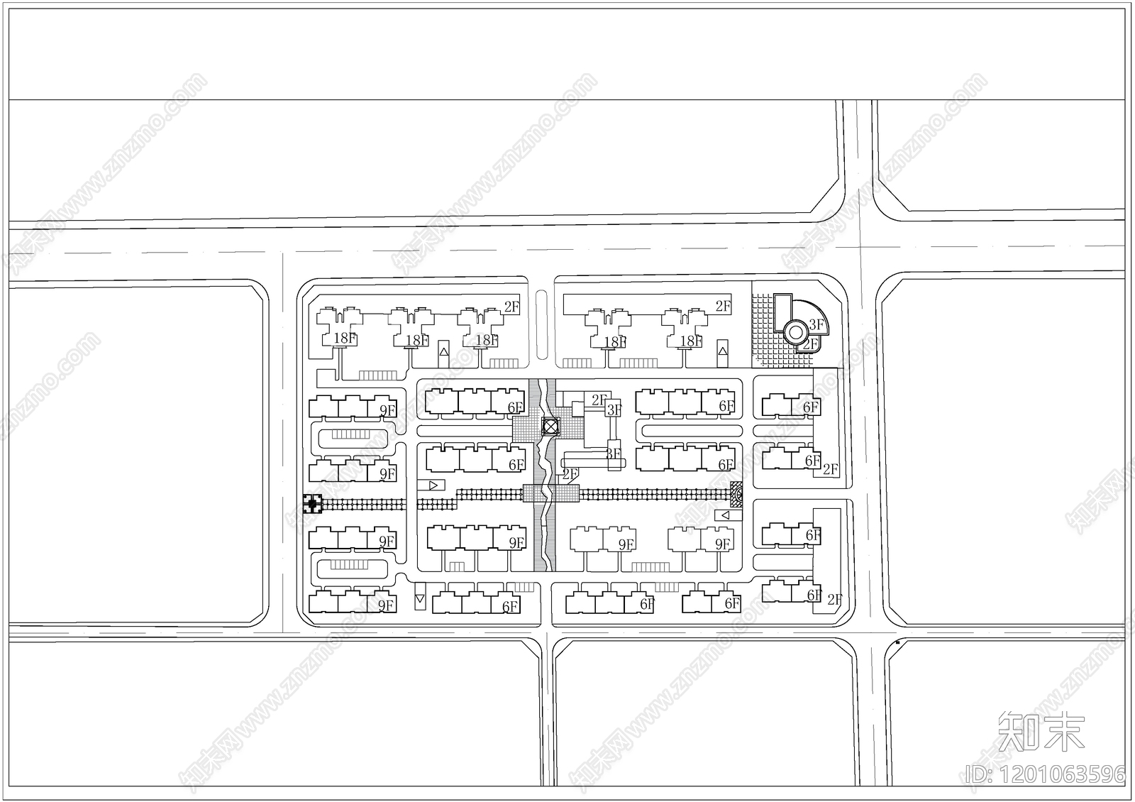 居住区规划施工图下载【ID:1201063596】
