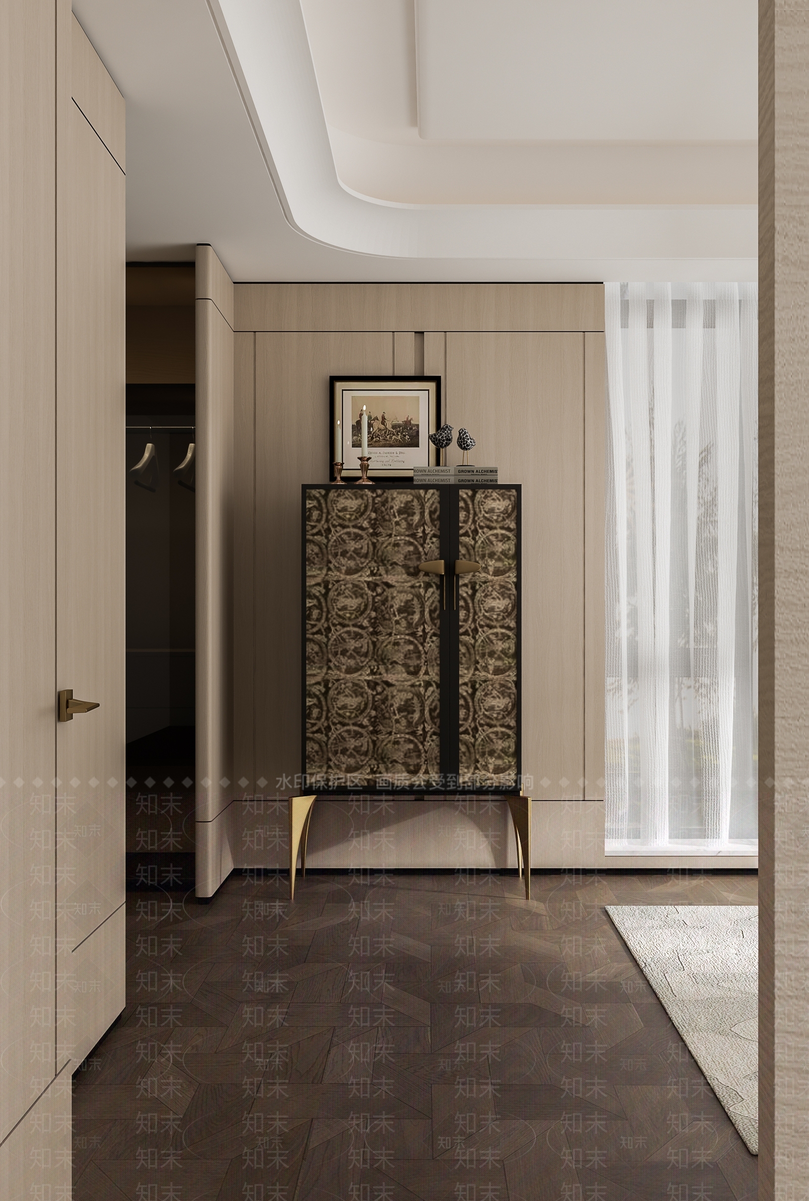 轻奢复古储物柜SU模型下载【ID:1201068901】