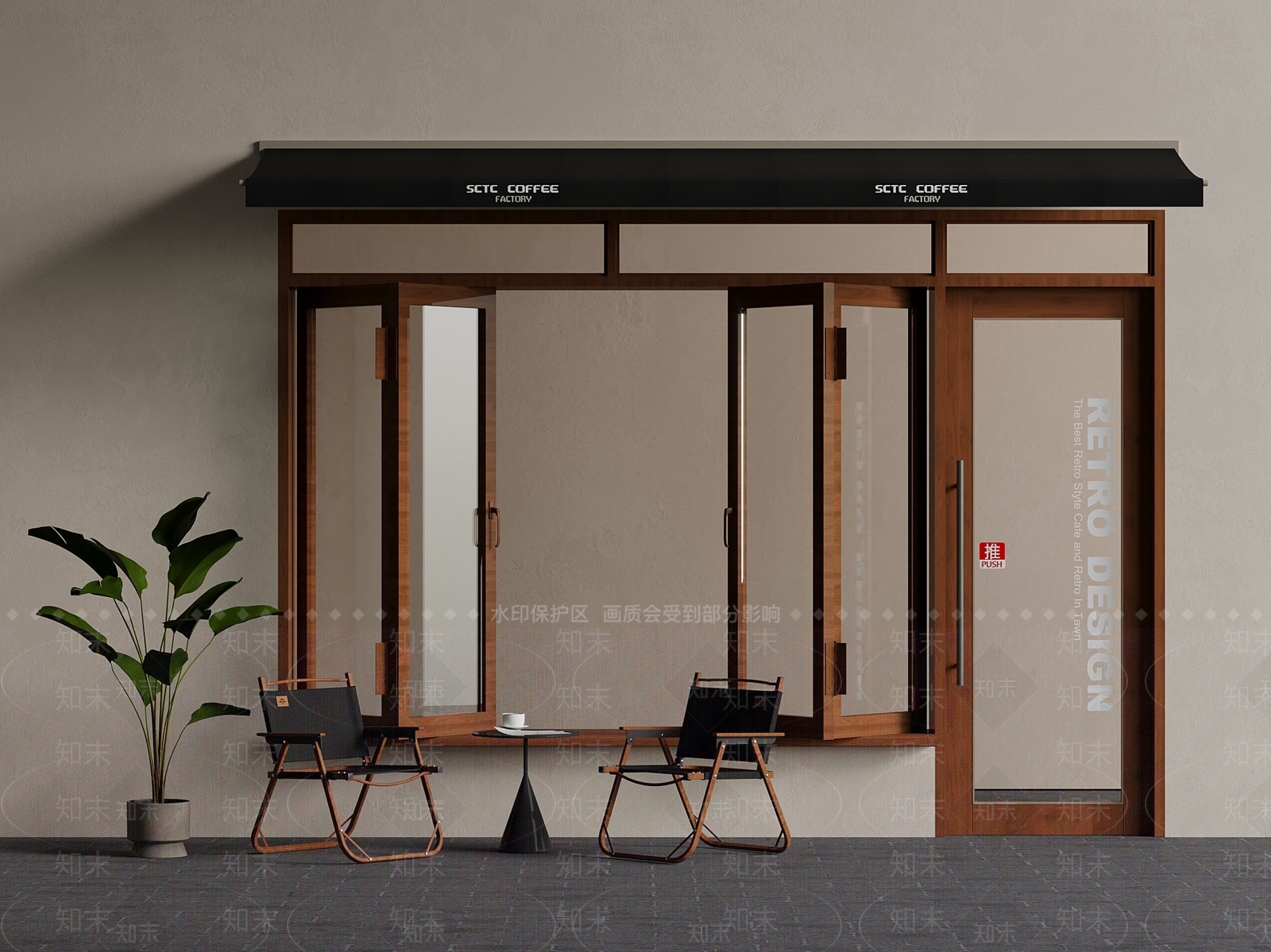 中古新中式平开门3D模型下载【ID:1201069778】