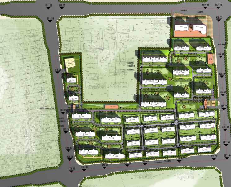 [山西]某新古典风格住区建筑设计方案文本模型施工图下载【ID:149546180】