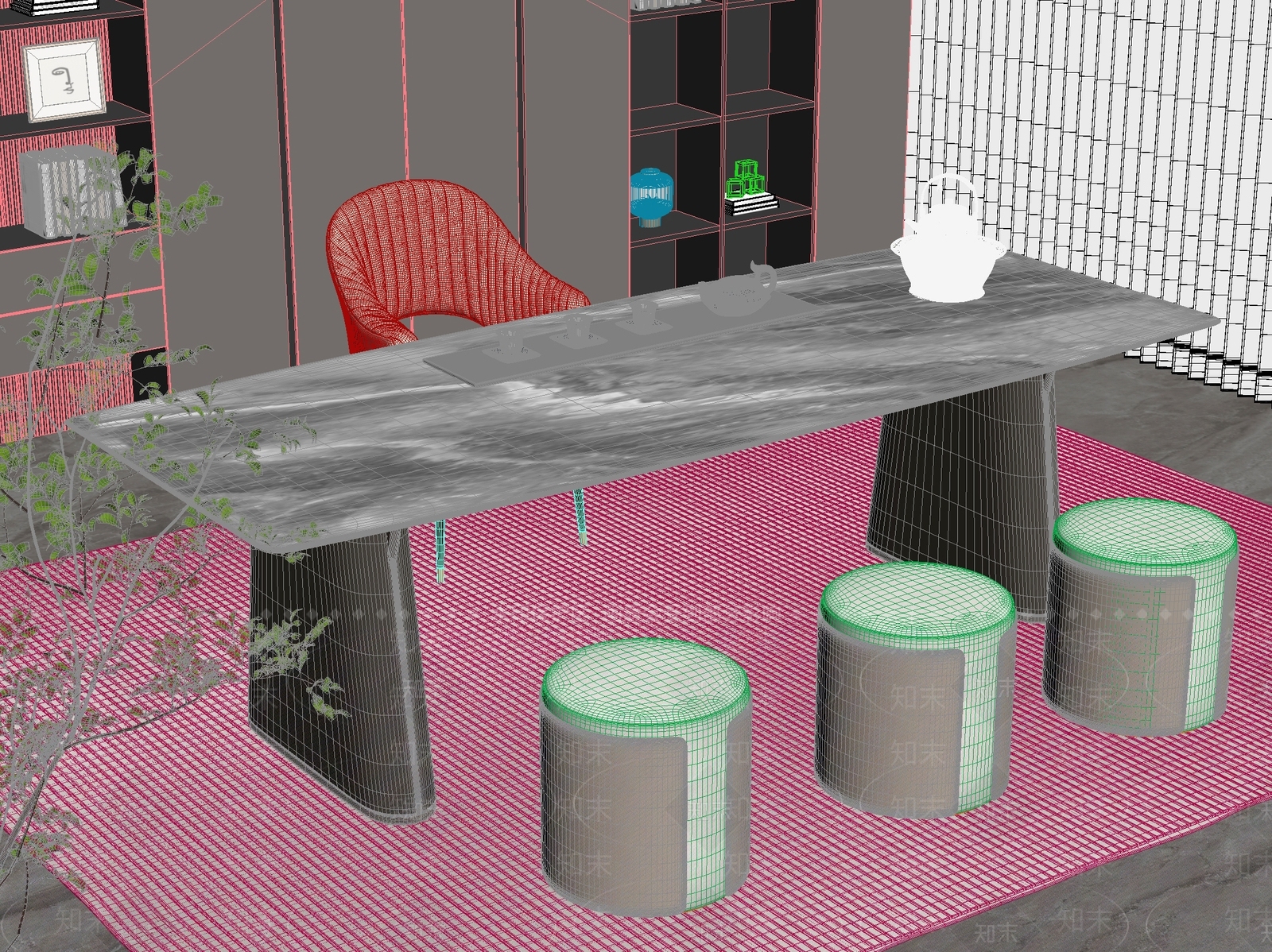 新中式中式茶桌椅3D模型下载【ID:1201072151】