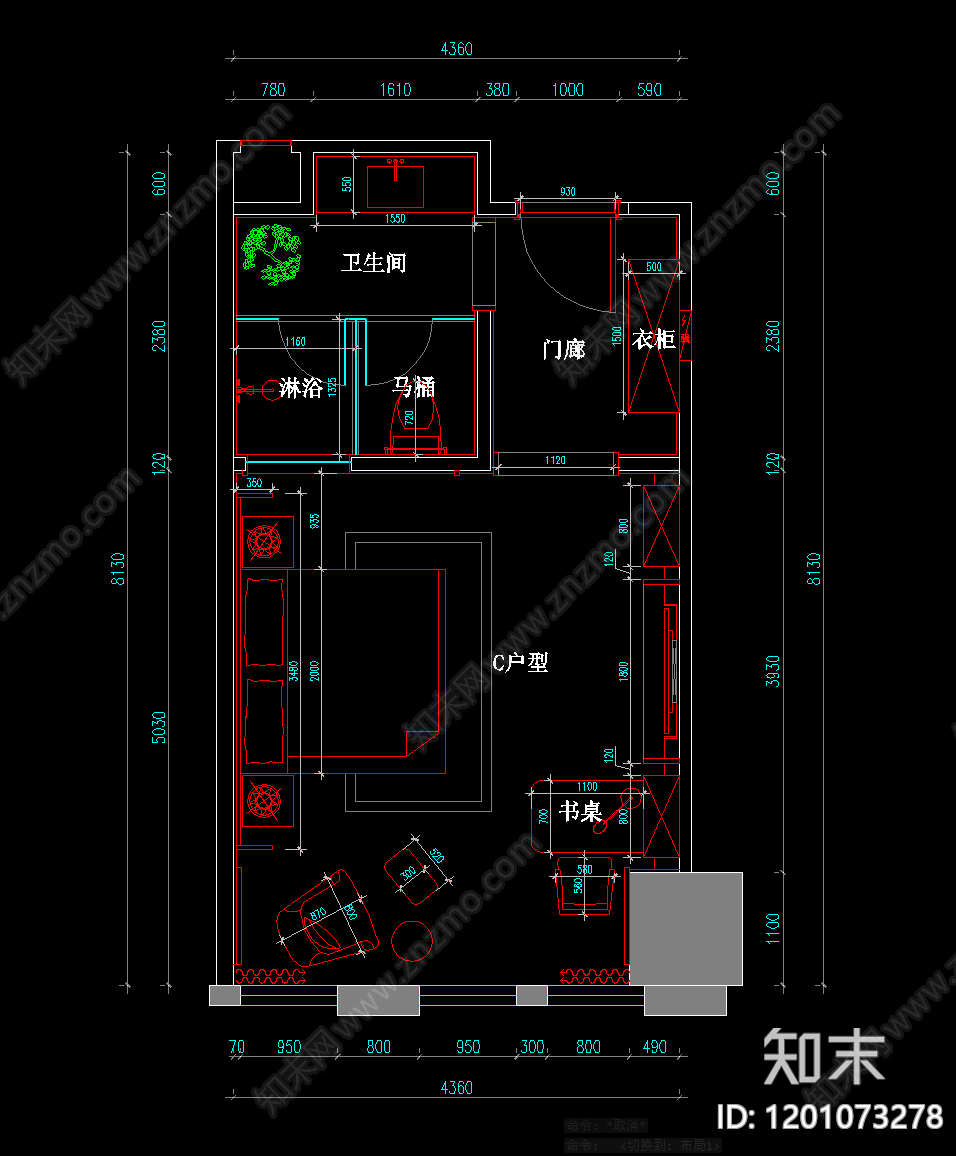 酒店客房cad施工图下载【ID:1201073278】