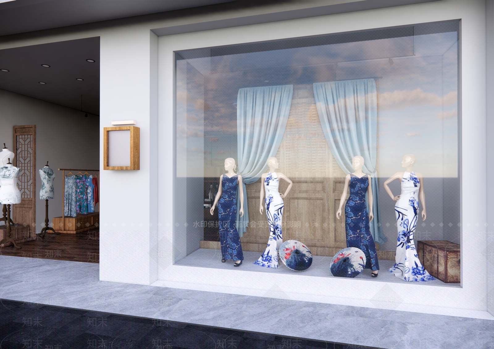 中式新中式服装店SU模型下载【ID:1201073955】