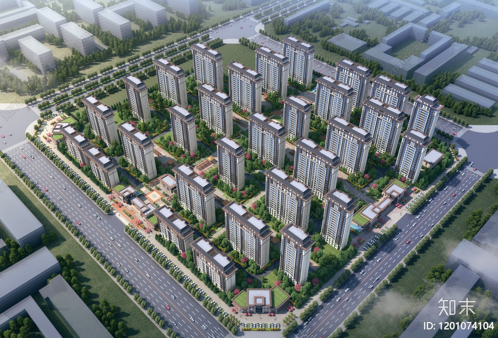 中式小区建筑下载【ID:1201074104】