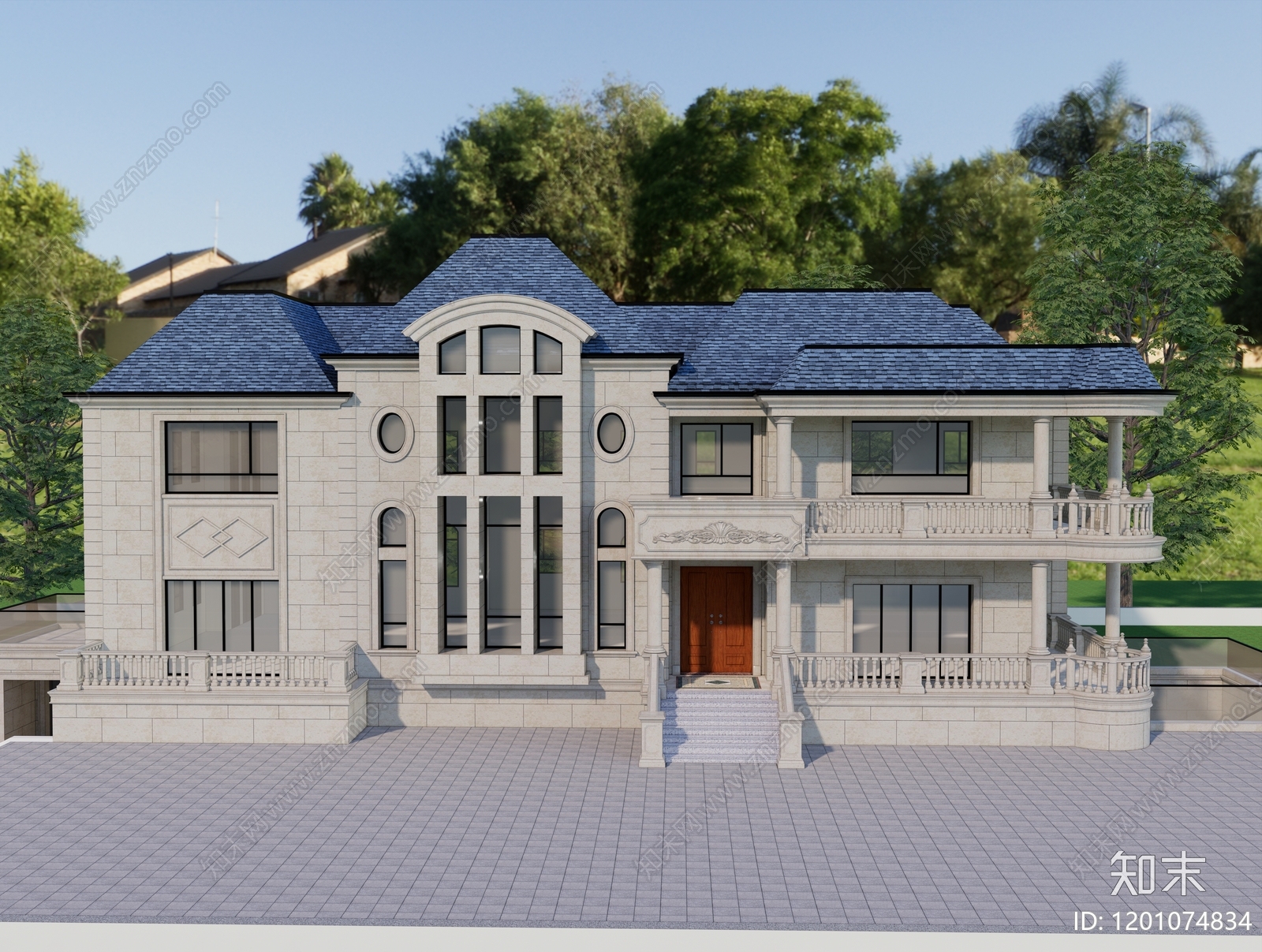 简欧别墅建筑施工图下载【ID:1201074834】