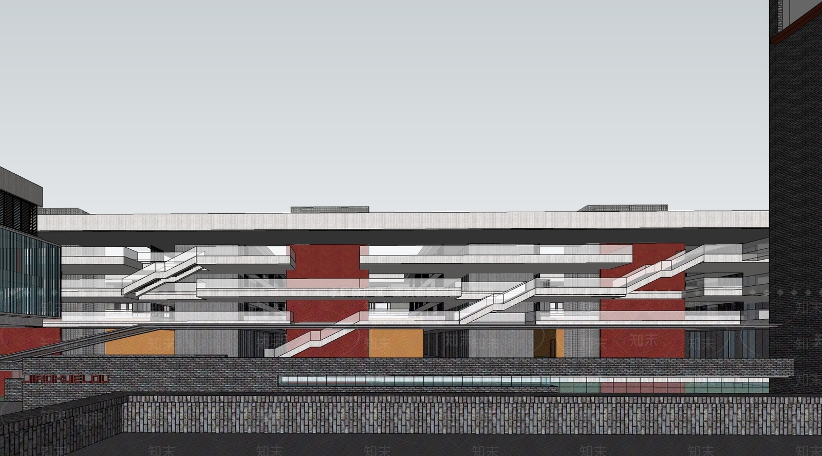 现代学校建筑SU模型下载【ID:1201075632】
