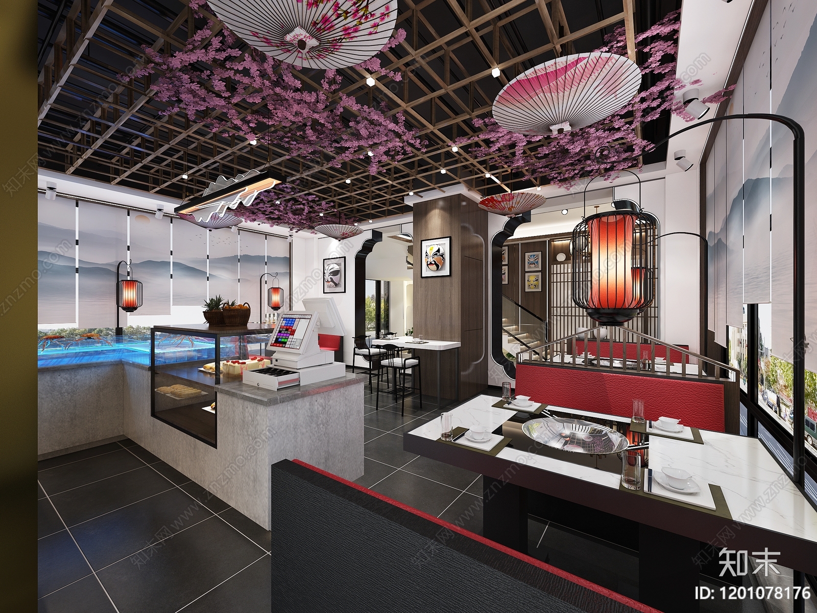 新中式现代火锅店cad施工图下载【ID:1201078176】