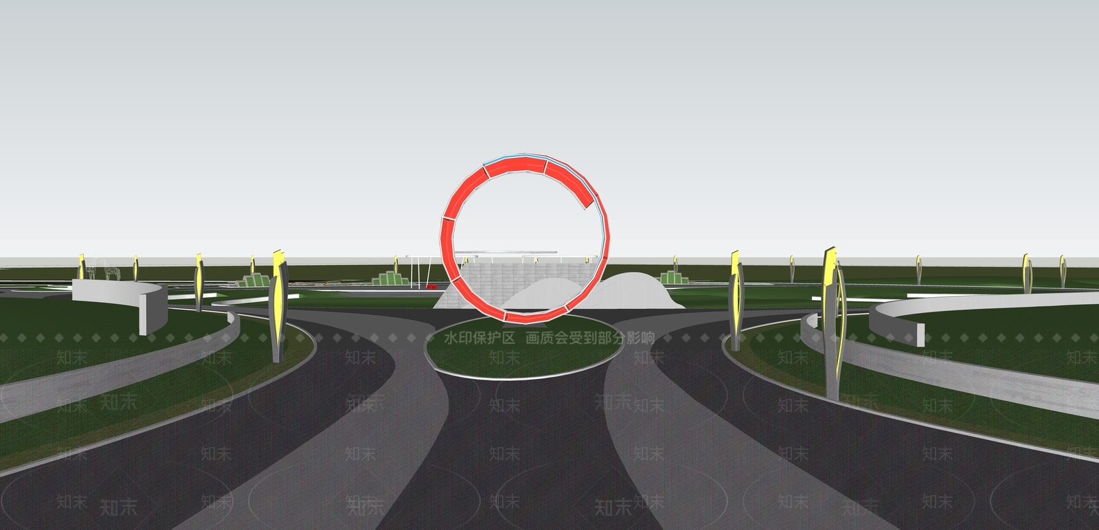 现代景观公园SU模型下载【ID:1201079346】